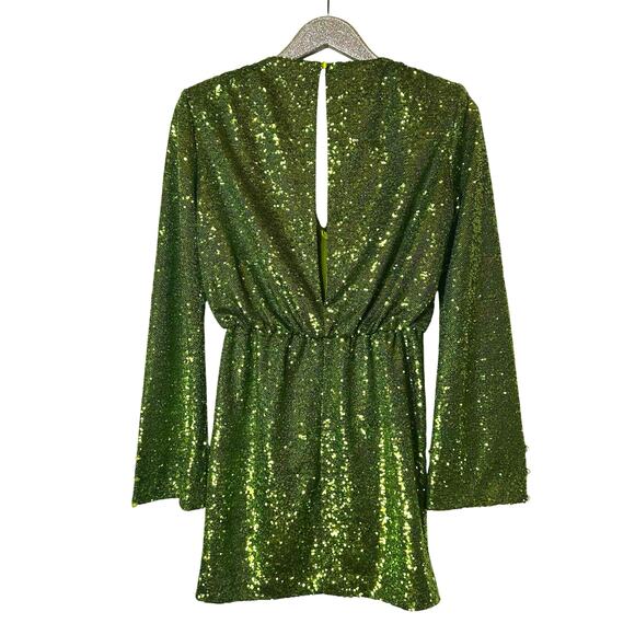 Cinq a Sept Skylar Dress Lime Green Sequins - Picture 4 of 9